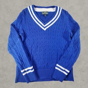 L-RL Lauren Ralph Lauren Sweater Womens XL Blue Cable Knit Tennis Cricket Preppy
